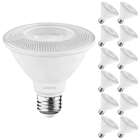 Luxrite PAR30 Short Neck LED Light Bulbs 11W 75W Equivalent 900LM 2700K Warm White E26 Base, 12PK LR31610-12PK